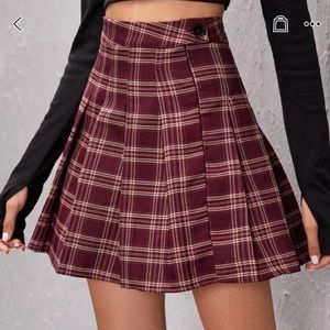 High Waist Tartan Pleated Skirt